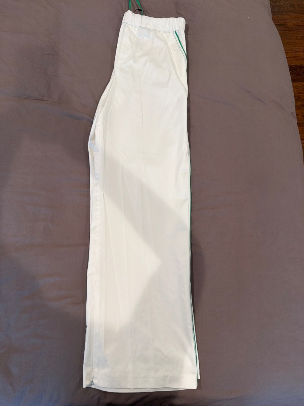Zara White & Green Contrast Piping Track Pants NWOT Sze M